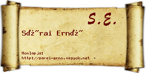 Sárai Ernő névjegykártya